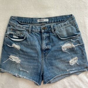 Zara Ripped Light Blue Jean Shorts